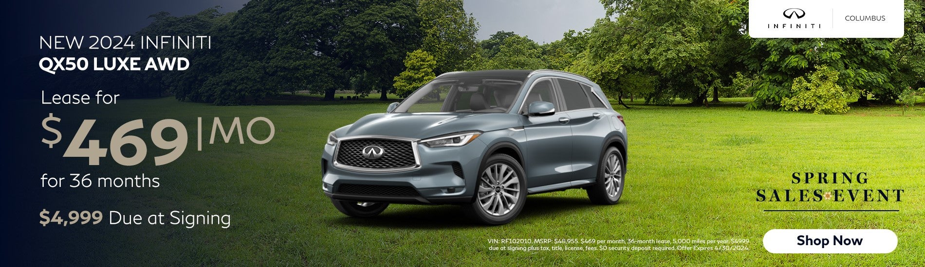 Lease Offer 2024 New QX50 Luxe AWD