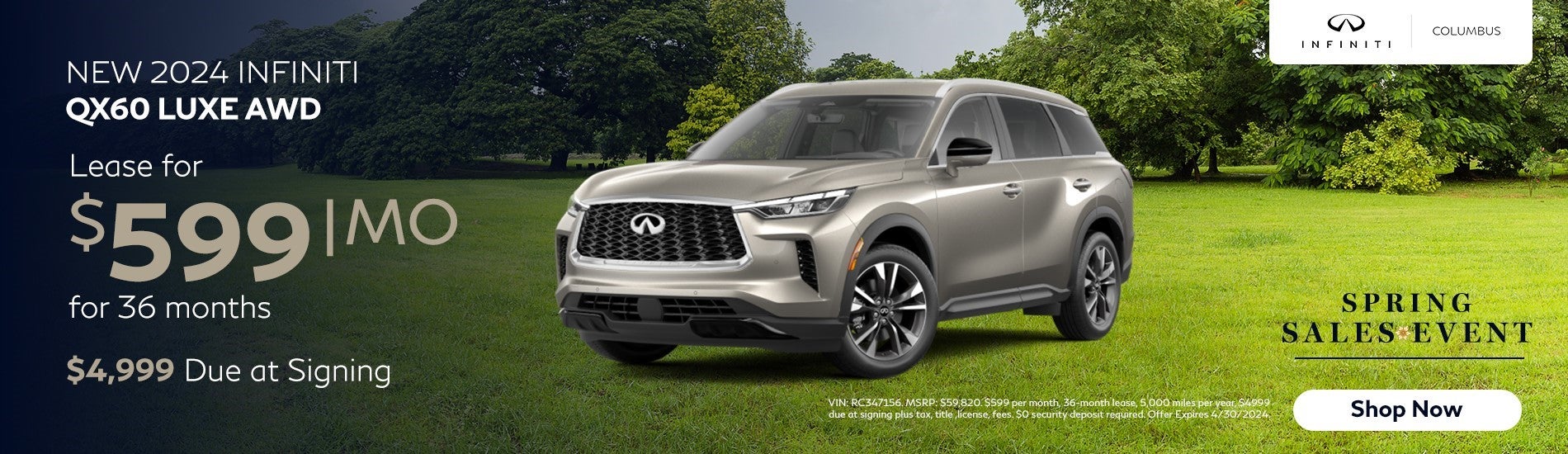 Lease Offer 2024 New QX60 Luxe AWD
